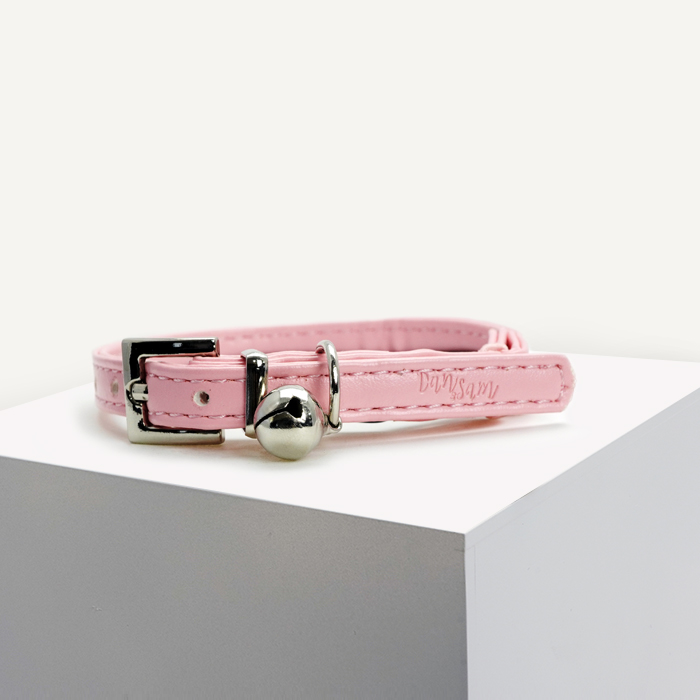 ds blush vegan leather cat collar 2